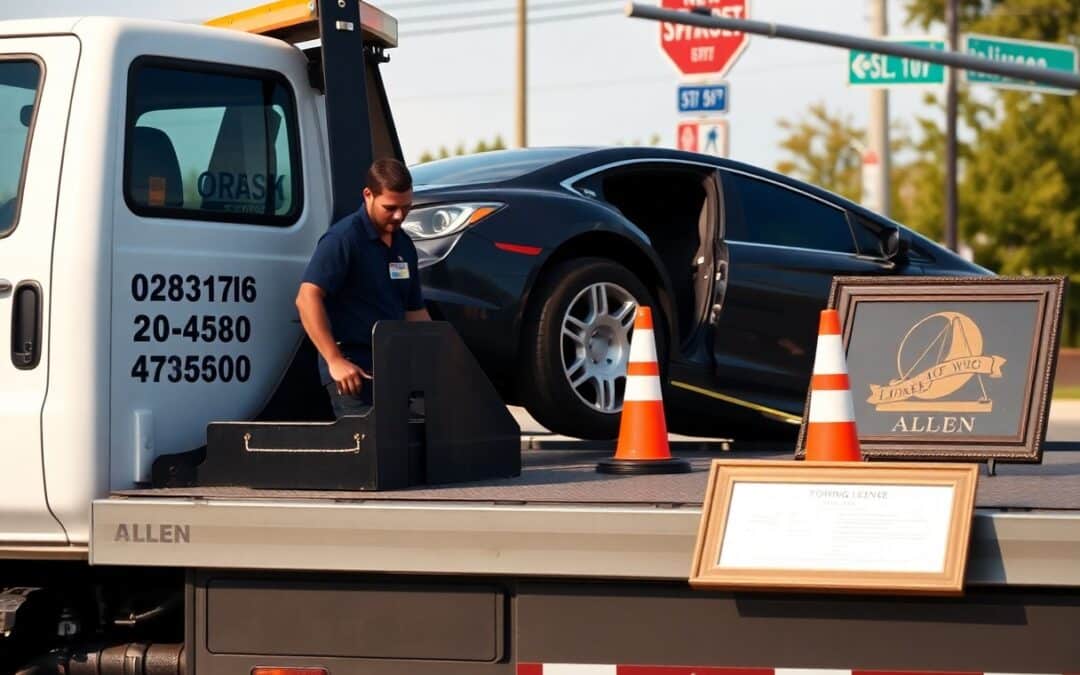 What should I look for in a licensed towing service in Allen TX